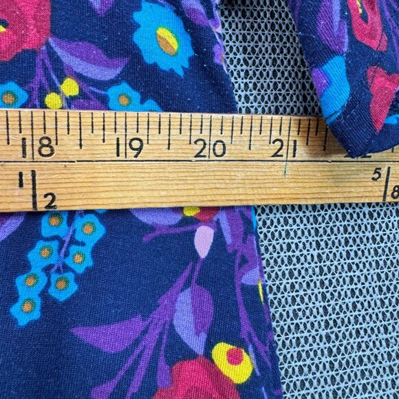 LuLaRoe Floral A-Line Womens Size L Top Short Sleeve Blue Multicolor - Picture 5 of 7